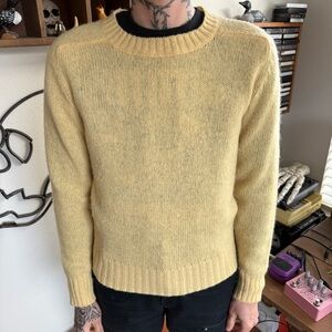 Vintage 90s Pastel Yellow Shetland Wool Knit Sweater Impressions ~ Size Medium